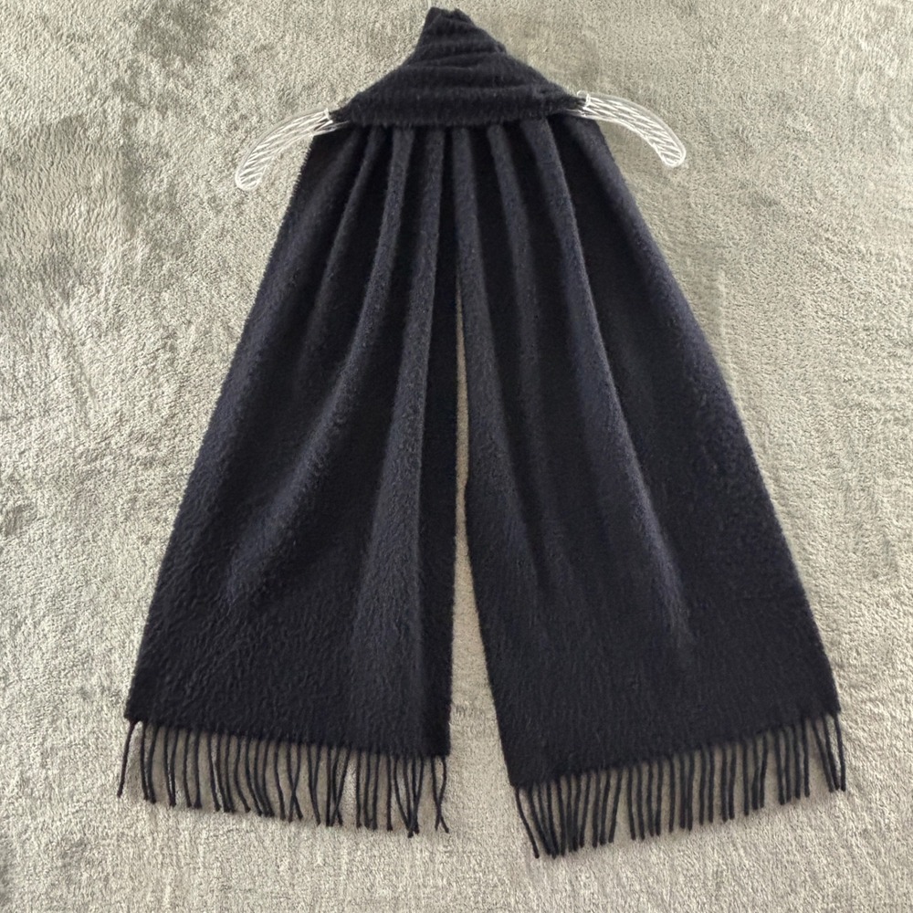 Scots Regal Black Cashmere Scarf Made in Scotland Fringed Edge